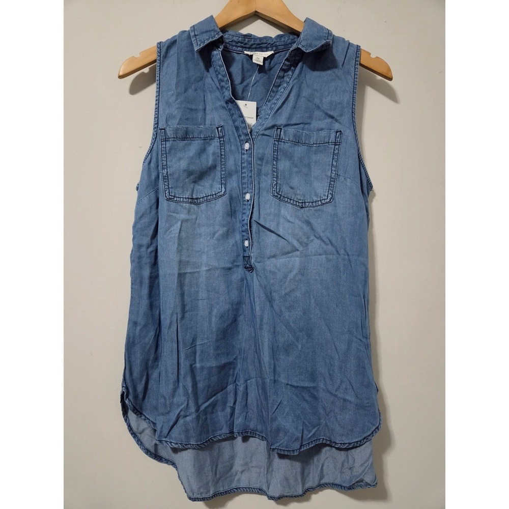 Cato Sleeveless Chambray Tunic Top Medium Wash Tencel‎ Rayon Blend Womens M